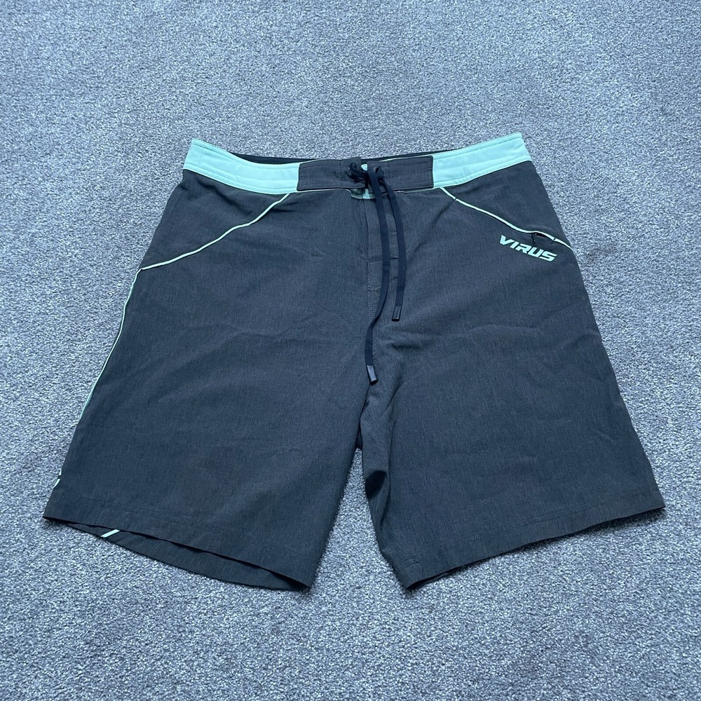 Virus Shorts Mens 34 Black Fit Performance Stretch‎ Beach Board Swim Trunks 9 in